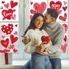 Whaline 9 Sheet Valentine's Day Heart Window Clings Red Pink Love Heart Reble Window Decals for Wedding Anniversary Home Office Classroom Window