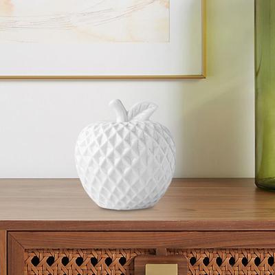 Apple Ceramic Statue Decorative Figurine Collectible Fruit Sculpture Desktop Ornament for Living