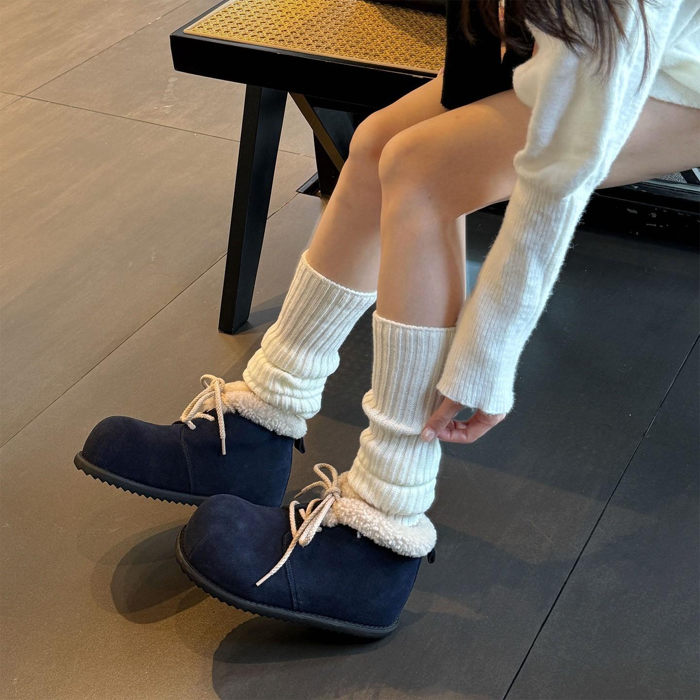 

Женские большие размеры мягкая подошва увеличивающие рост теплый мех один мех зимние нескользящие сноубутсы плюшевая подкладка уличные спортивные хлопковые ботинки 37 тёмно-синий