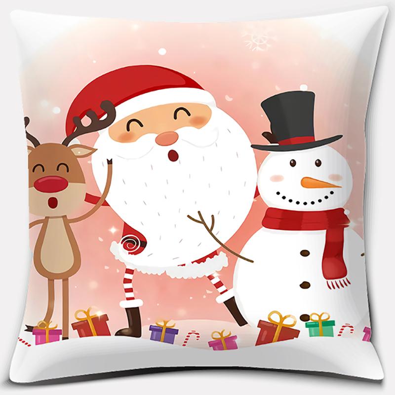 Santa Print Series Pattern Pillowcase Square Pillowcase Home Office Decoration Pillowcase