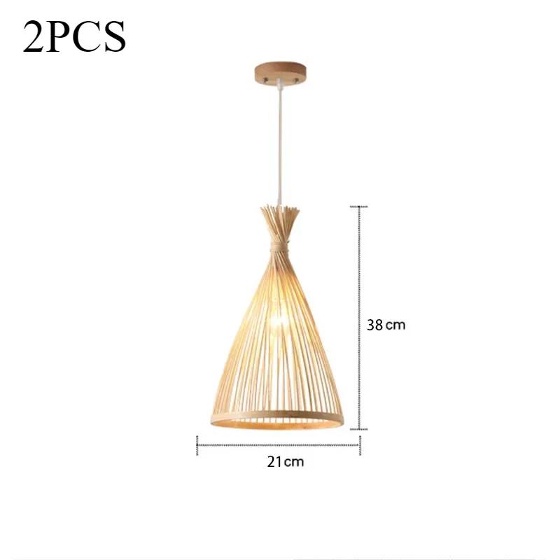 1/2PCS Bamboo Chandeliers Wood Base Lighting Interior Classical Hand Woven Bamboo Pendant Light Fixture Vintage Pendant Lamp