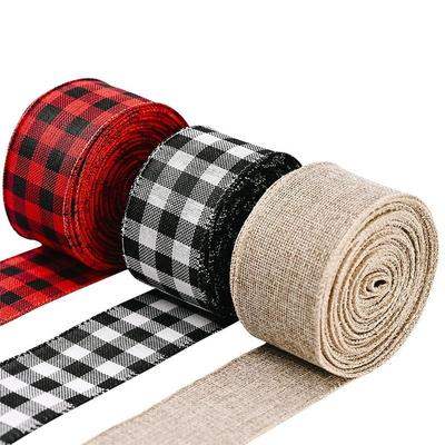 New Christmas Decorations 2 Meters Lattice Ribbon Red and Black Lattice Ribbon Black and White Straps Tree Decoration