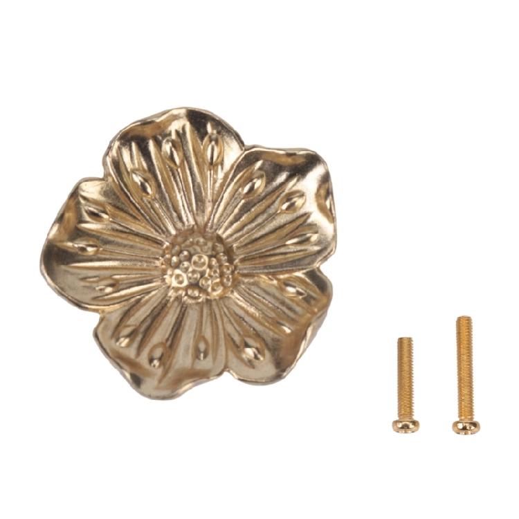 Brasses Flower Cabinet Pattern Knob Kitchen Cabinet Door Handle For Elegant Furniture Hardware Suitable For Humid Environment