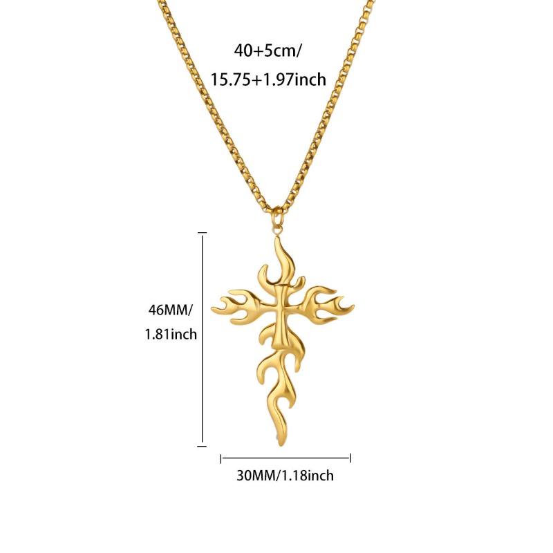 

Ретро пламенный крест модный тренд мужской и женский кулон из нержавеющей стали нишевый дизайн чувство высококлассные аксессуары