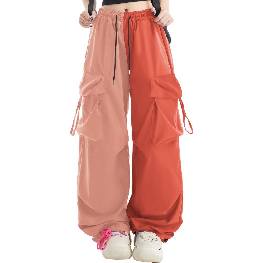 Americký kontrastní overal Hip-hop Barevně ladící Móda Ležérní Sportovní Kalhoty Dámské Jarní Volné Retro Trend Široké kalhoty