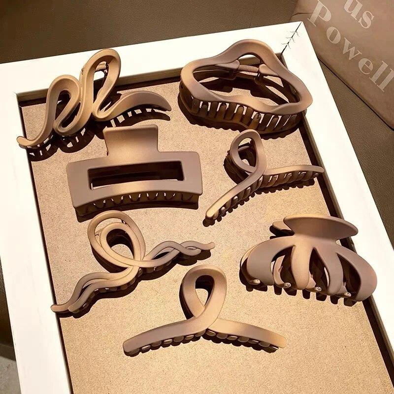 

New Korean Matte Coffee Large Hair Claws Retro Acrylic Hair Clip Hairpin Barrette Crab Headwear For Women Girls Hair Accessories