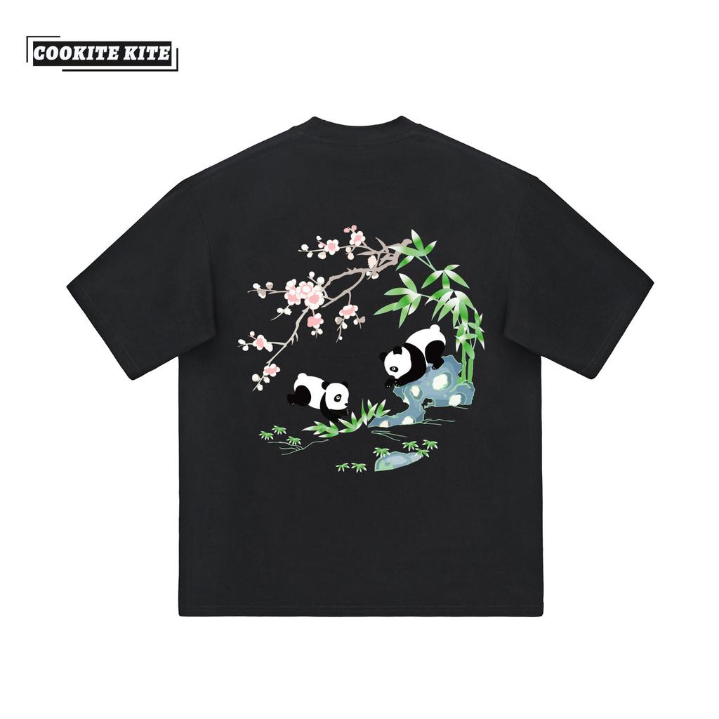 Herren Sommer Neu Chinesischer Panda Stickerei Locker Übergröße Trend Rundhals Vielseitig Kurzarm T-Shirt Herren