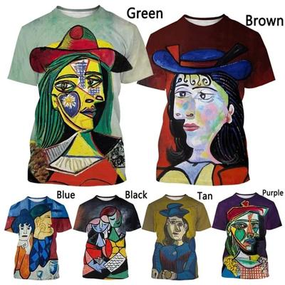 Camiseta Impresa en 3D Pablo Picasso Pintura al Óleo Clásica Camisetas Ropa para Hombre y Mujer Verano Casual Mangas Cortas Tops Camisetas