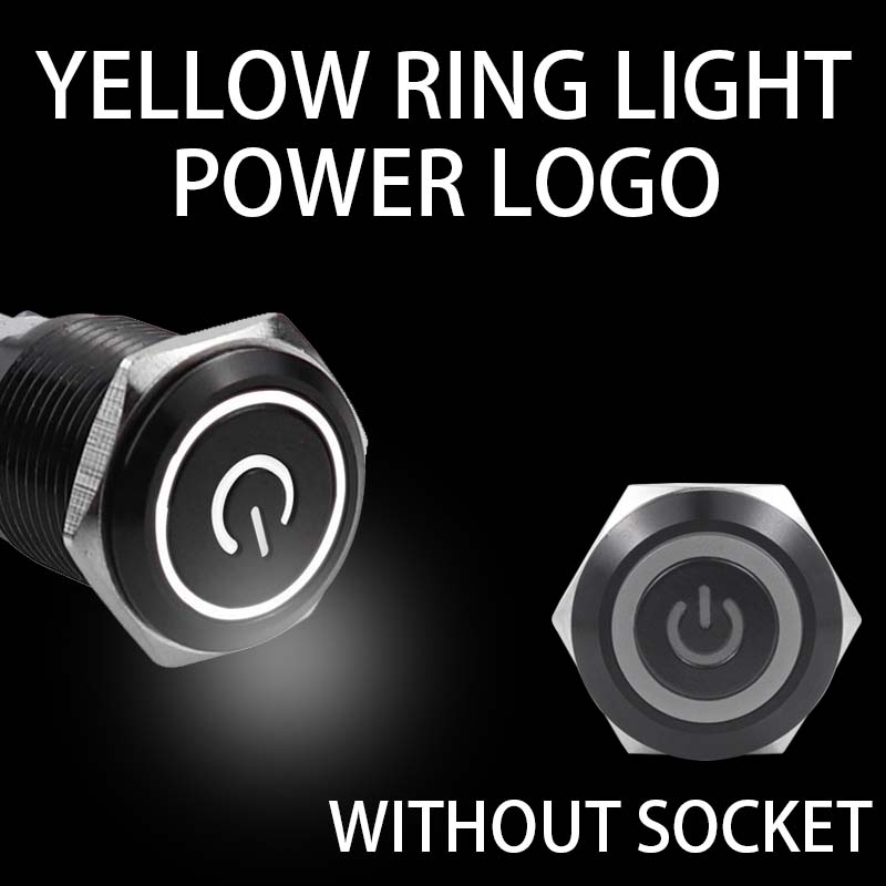 12/16/19/22mm Black shell Push Button Switch Metal Waterproof Latching Momentary LED Light Car Engine Power Switch Blue Red HUSA