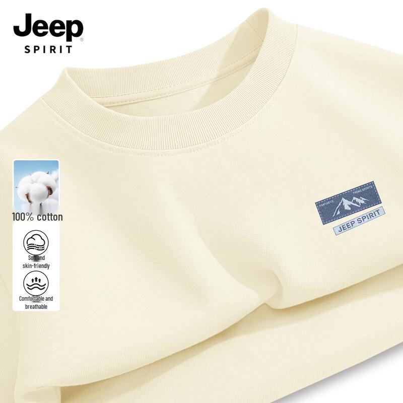 JEEP SPIRIT Men's 2026 Casual Pure Cotton Long-Sleeve Round Neck T-Shirt
