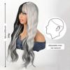 Women's Long Curly Black-Gray Wig with Fashion Highlights and Air Bangs