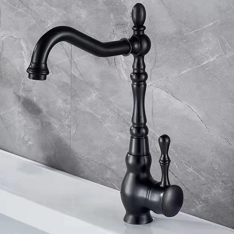 Black Brass Kitchen Faucet Single Handle Deck Mount Basin Sink Faucet 360 Rotate Mixers Taps Hot Cold Water Faucet