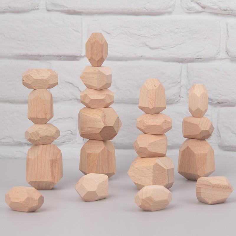 Wooden children's Nordic ins wind colored stone stacking music boys and girls indoor ornaments early education educational toys