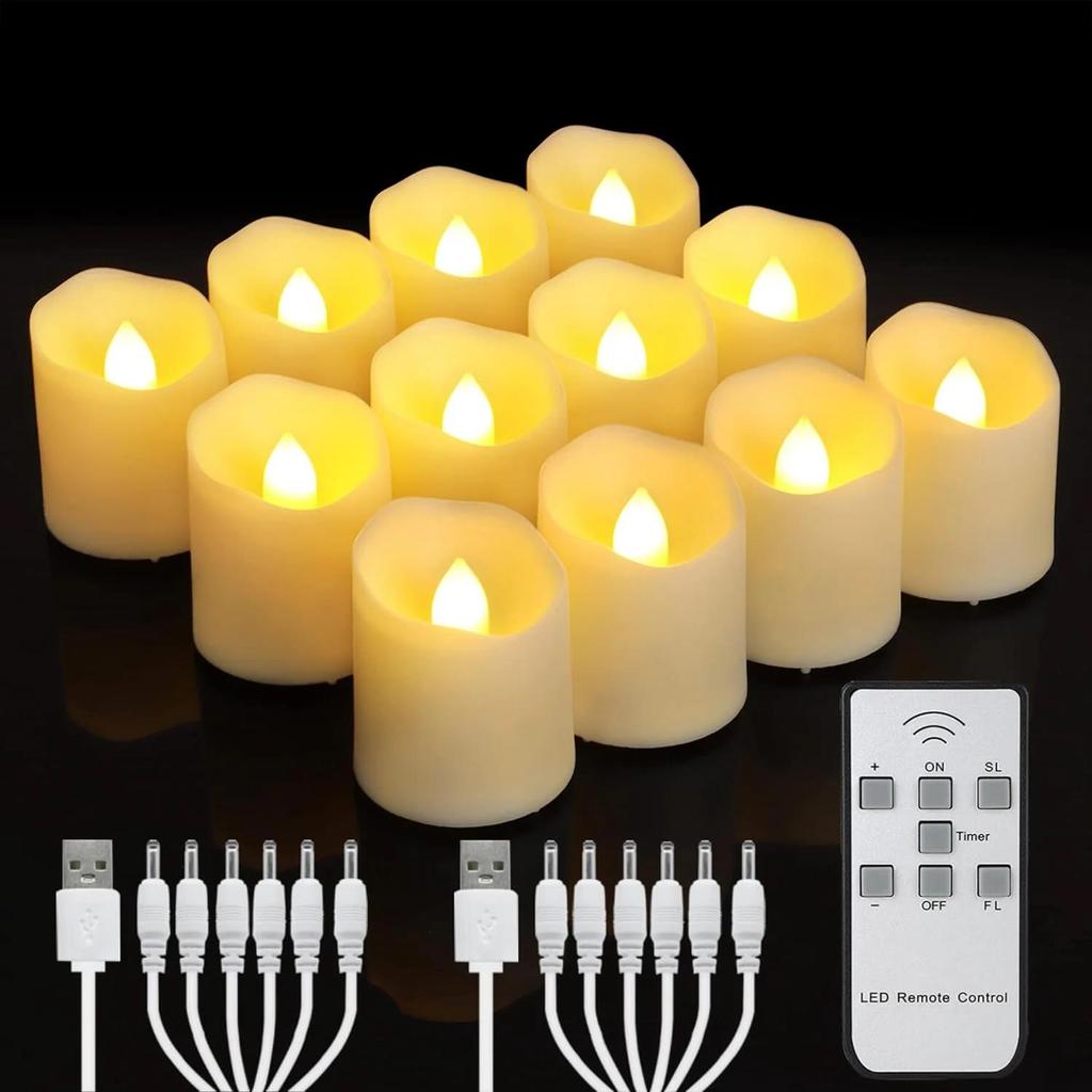 Wiederaufladbare LED-Kerzen Timer Fernbedienung LED-Licht Flammellos Für Hochzeit Raum Garten Feiertagsbeleuchtung Heimdeko Teelichtlampe
