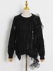 Autumn 2026 Japanese Style Knit Top: Round Neck Mesh Hollow Sweater for Women