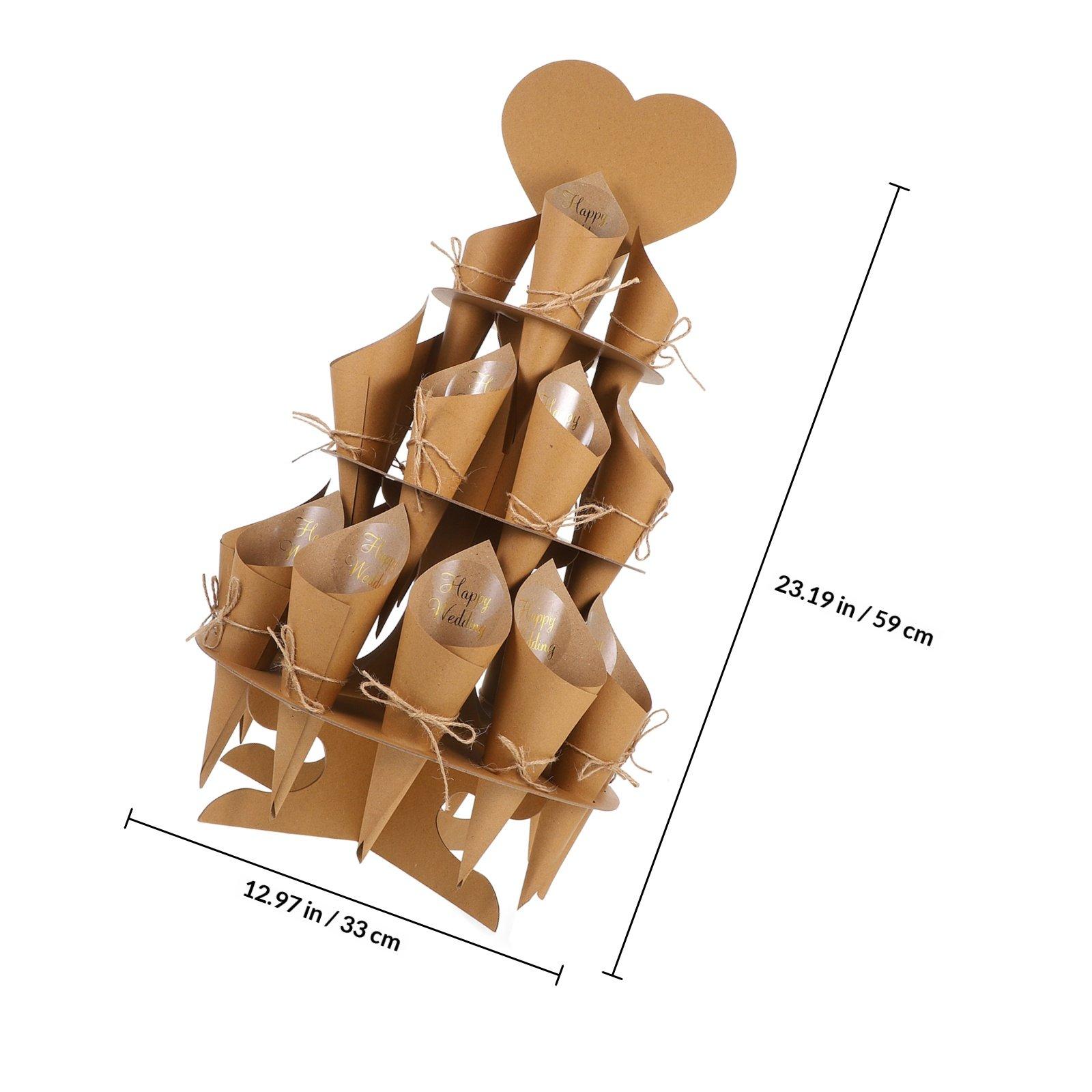 

1Set Paper Petal Trays Confetti Cone Holder Craft DIY Decoration for Wedding Party Flower Bouquet Candy Small Dried Floral светло-коричневого