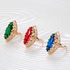 Luxury Sterling Silver S925 Natural Colored Crystal Ring Full Diamonds Wedding Gold Rings for Women Larimar Vintage Fine Jewelry