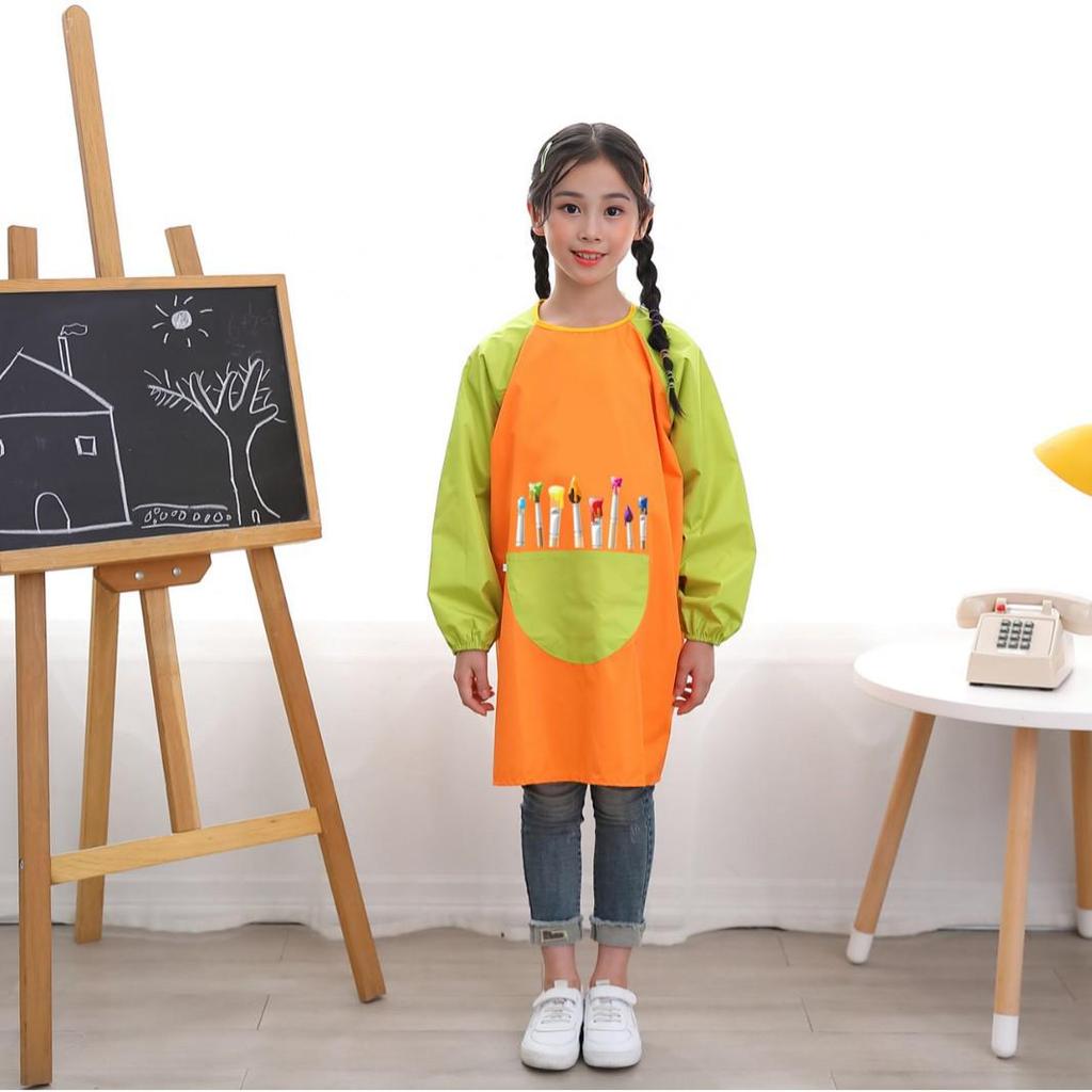 Kids' Waterproof Painting Smock with Long Sleeves and Custom Logo