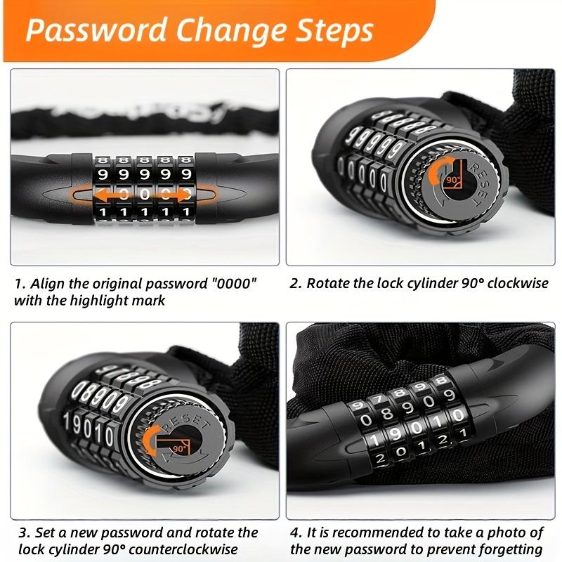 4-Zahlen Anti-Diebstahl Fahrradschloss Fahrradkettenschloss Starke Sicherheit für Fahrräder Motorräder Glastüren Rucksäcke