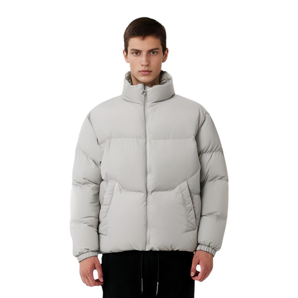 FILA Solid Color Stand Collar Warm Bread Cotton Jacket Unisex jackets FS2JKE4801X-LGY