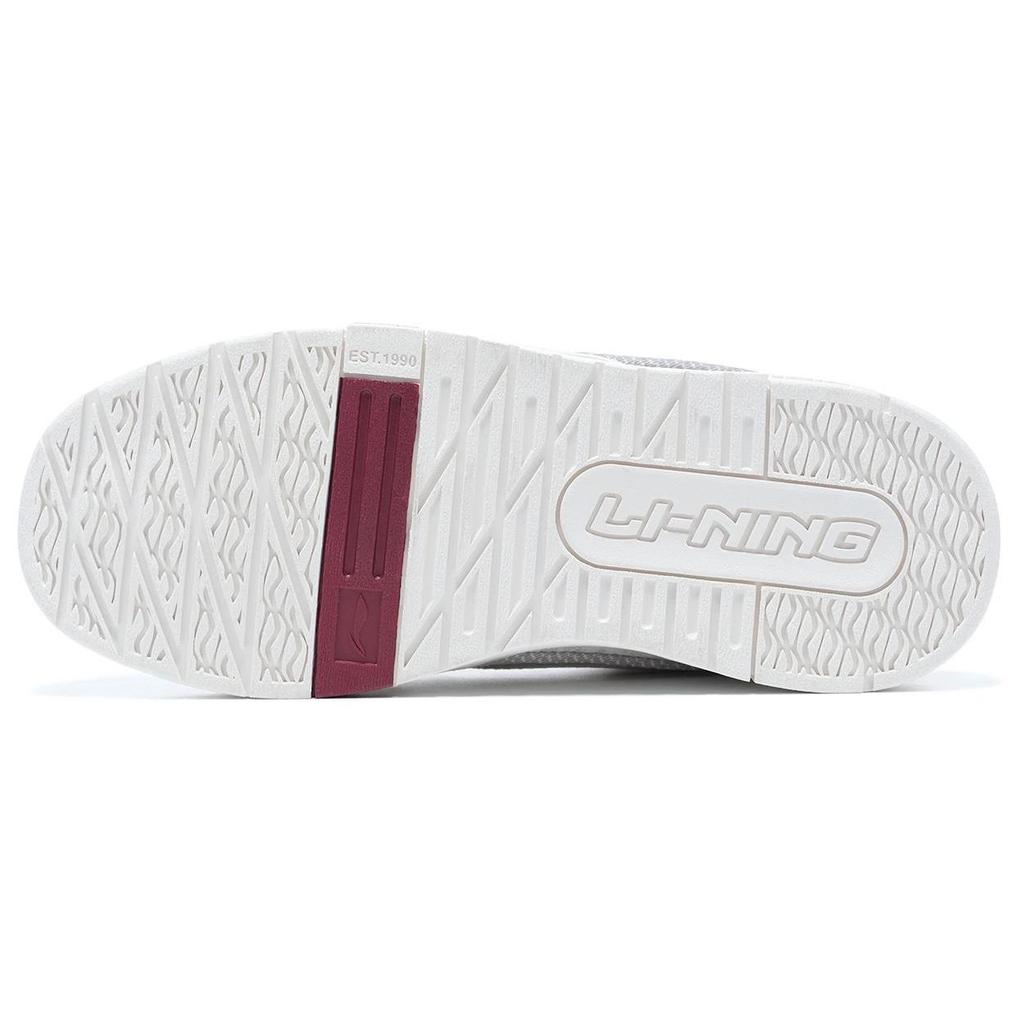 Li Ning 001 BTC Prm Abrasion Resistant Breathable Low Top Skateboard Shoes Women's White Gray AGCT004-3