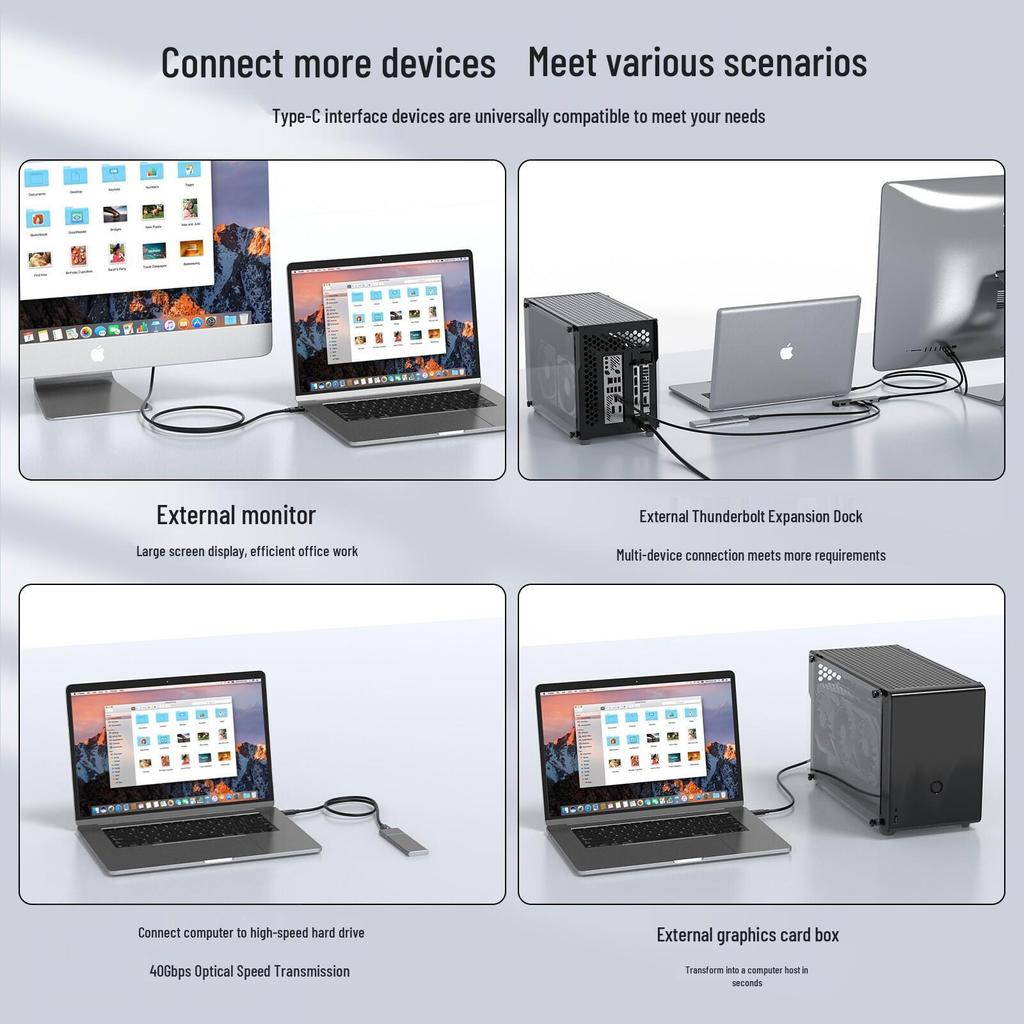 PD240W Multifunctional Thunderbolt 4 Dual USB-C Cable - High-Speed Data Transfer & Fast Charging