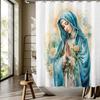 Virgin Mary Pattern Digital Print Shower Curtain - Machine Washable, Reversible Polyester,  All-Season Bathroom/Home Decor