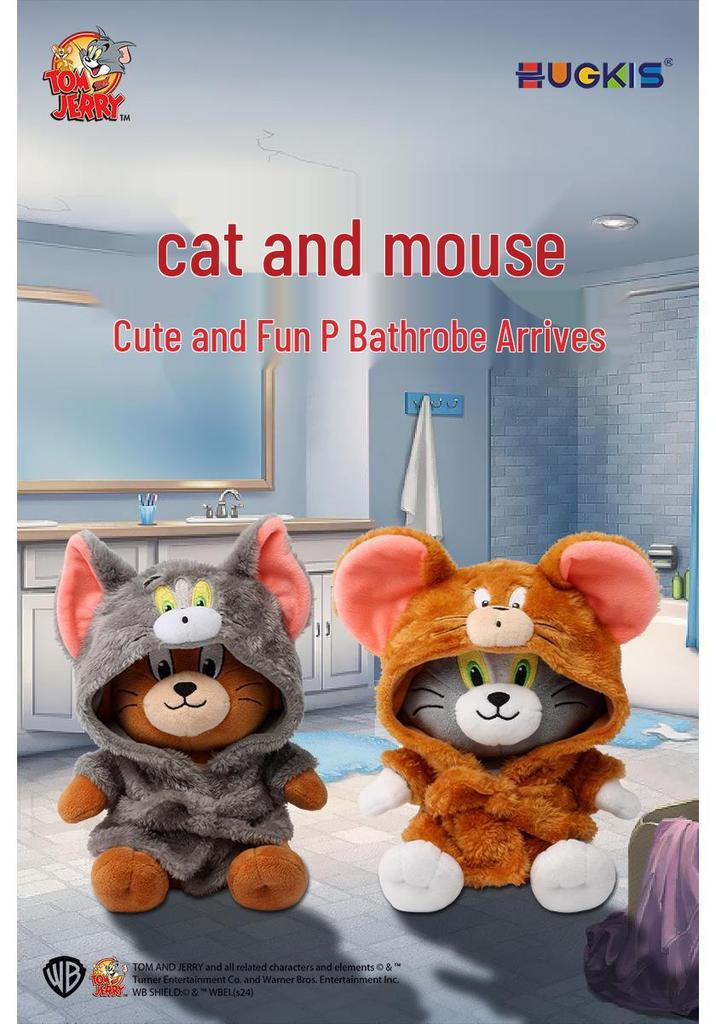 Genuine Tom and Jerry Plush Toy: Tom Cat in Bathrobe Costume - Birthday Gift for Children