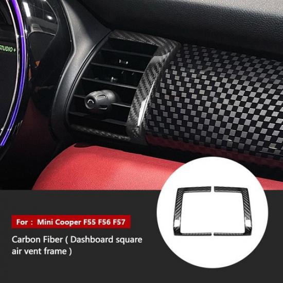 2pcs Carbon Fiber Dashboard Center Air Vent Cover For BMW Mini Cooper F55 F56