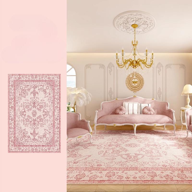 French Style Bedroom Decor Pink Carpet Large Area Carpets for Living Room Fluffy Soft Cloakroom Floor Mat Thick Plush Lounge Rug