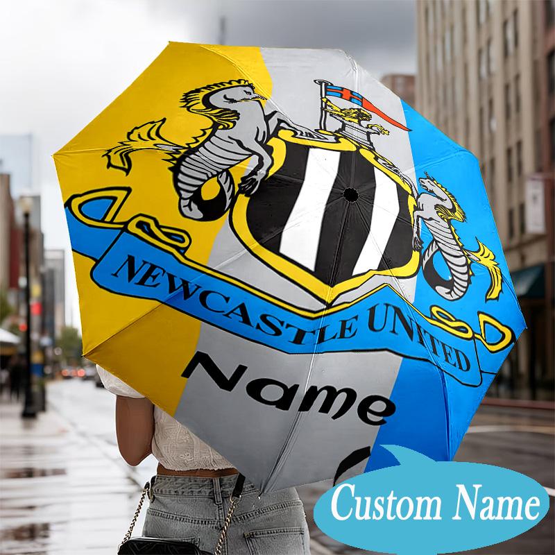 Custom Name Newcastle Crest Umbrella Folding Umbrella, Automatic Umbrella - 8-Frame for Travel, Casual Lightweight Personalized Gifts