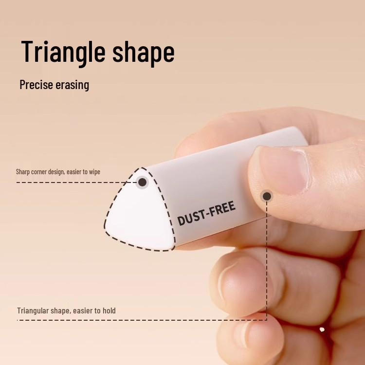 Low-Dust Triangle Eraser for Students - Clump-Free, Clean Erase HB 2B Pencil Eraser