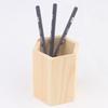 Pencil Holder Office Desk Wood Square/Round/Hexagon Pen Holder Pen Pot Cup Case Container Stationery Storage Organiser Supplies