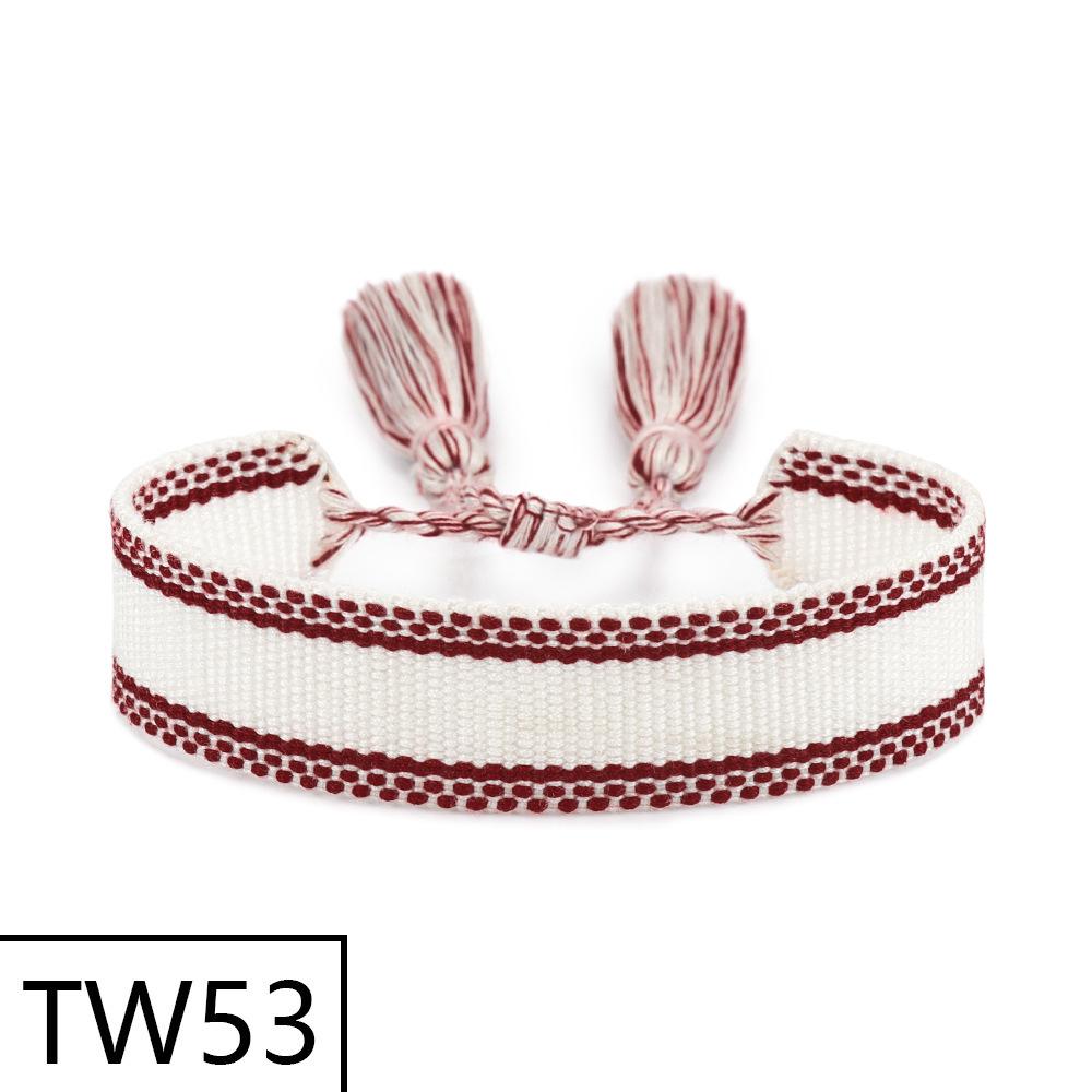 Handmade Bohemian Embroidered Logo Tassel Bracelet - Ethnic Style Friendship Band