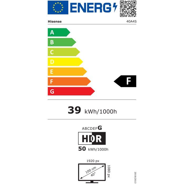 TV HISENSE LED 40A4S 40" – Full HD 1920x1080 – Smart TV Vidaa – 2x HDMI – HDMI 1.4