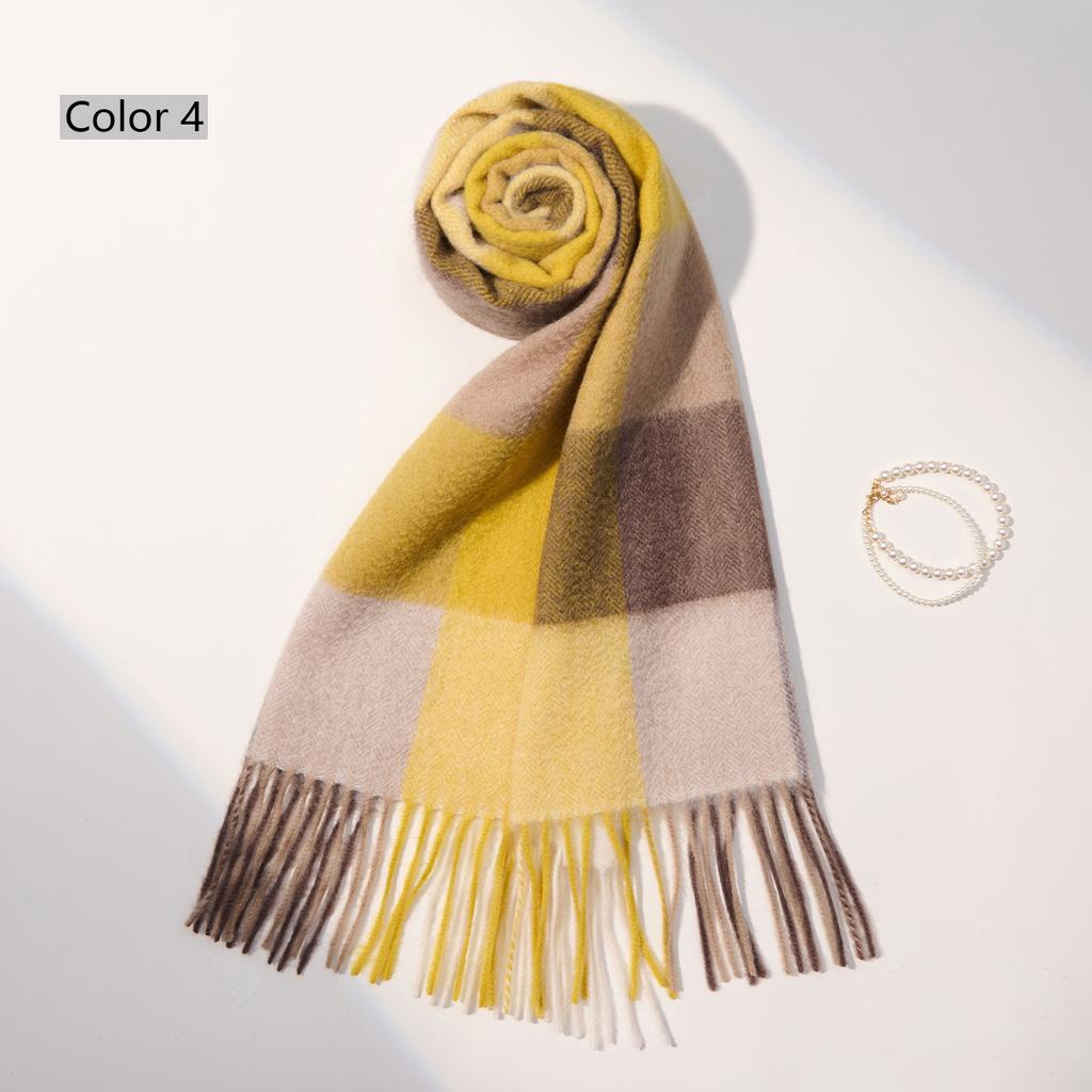 Winter 100% Cashmere Scarf Women Tassels Warmer Shawls And Wraps Echarpe Pashmina Ladies Camel Plaid Scarves