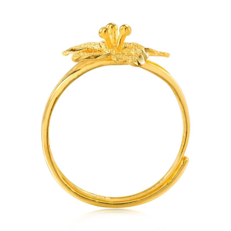 Blossom Purple Trendy Flower Ring For Women Elegant Gold Plated Brass Adjustable Design