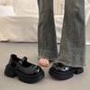 British black platform heightening small leather shoes women's French temperament single shoes 2025 new spring and autumn Mary Jane loafers