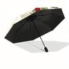 1pc Floral Pattern Automatic Folding Umbrella - Portable Foldable Design with 8 Ribs, Durable Plastic & Iron Frame, Casual Outdoor Accessory