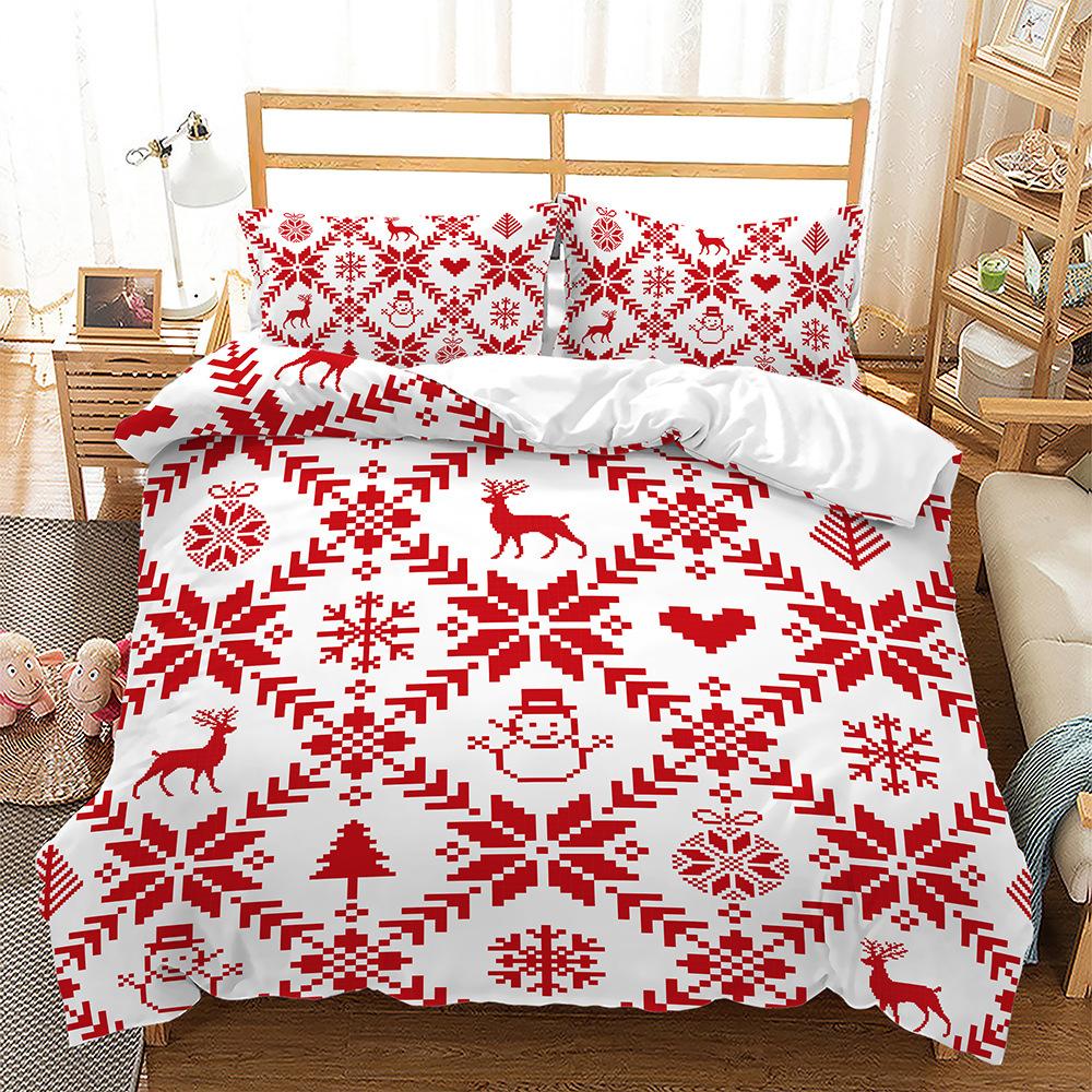 Digital Printing Three-Piece Christmas Series Quilt Cover Sheet Kit