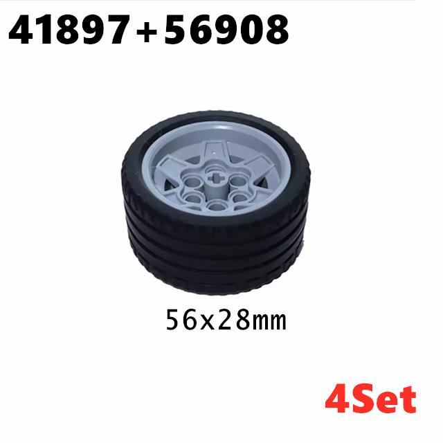 MOC Techniczne Koło Opona Piasta DIY Klocki Samochód Ciężarówka 56145 56908 55982 Budowlane Klocki Konstrukcyjne Kompatybilne Motocykl Wyścigowe Zabawki