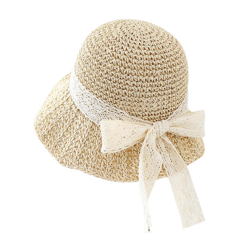 New Lace Bucket Hat Women's Summer Seaside Beach French Straw Hat Sunshade Sun Hat