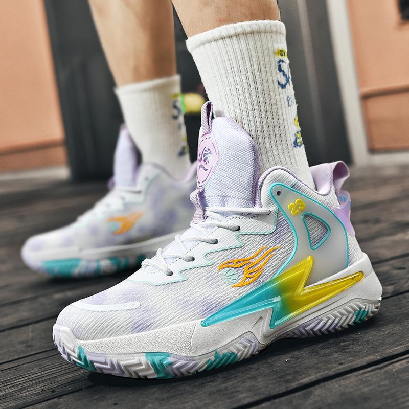 New basketball shoes graffiti breathable and comfortable youth student game actual sports training shoes