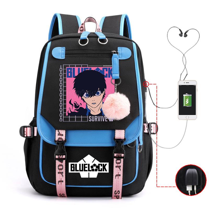 Anime Peripheral Teen Trend Backpack Multifunctional Usb Casual Student School Bag