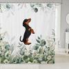 GAEErosebridal Cute Dachshund Waterproof Bathroom Curtain for Kids Child Green Eucalyptus Bath Curtain, Pet Animal Shower Curt