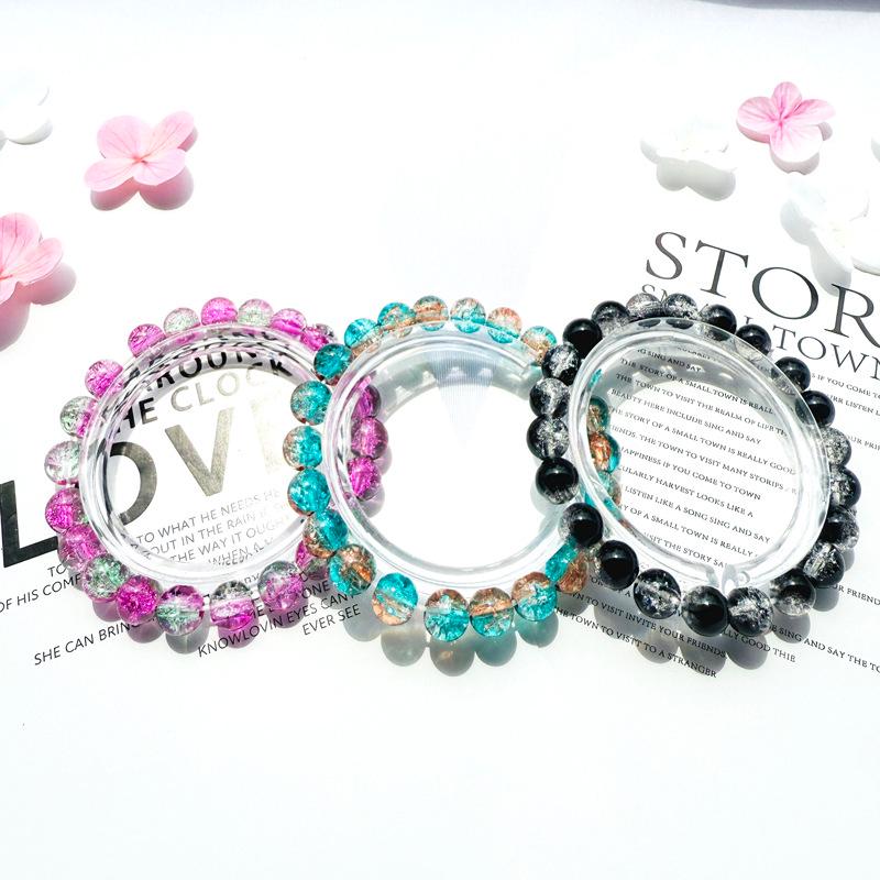 8mm Glazed Frosted Glass Bead Two-Color Wrap-Around Student Bracelet