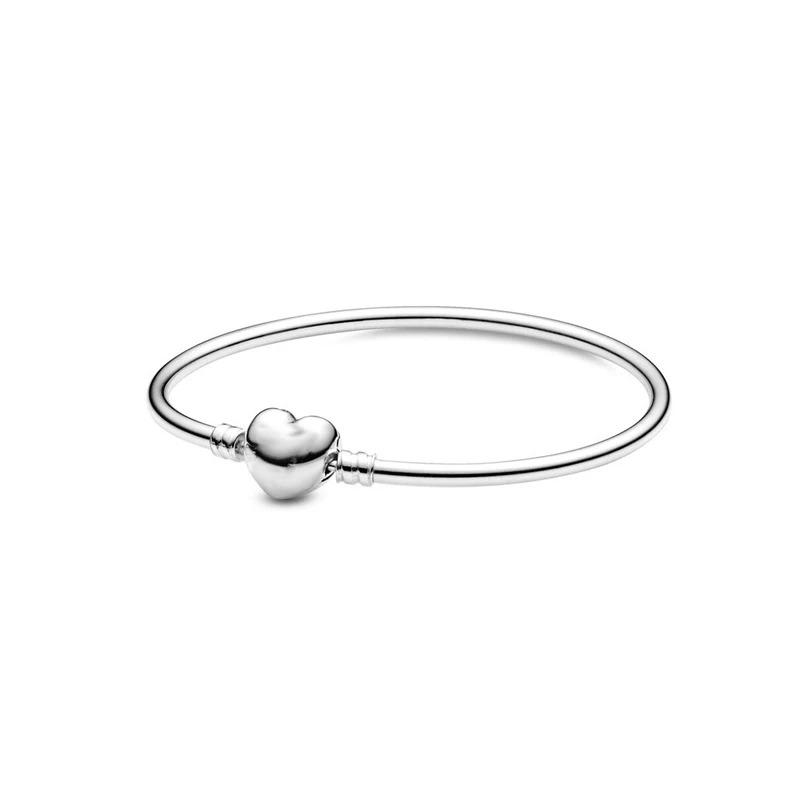 

Оригінальний браслет Me зі срібла 925 проби Жіночі прикраси Тонкий круглий плаский намистина-шарм Розкішний браслет Fit Me Намистина 20cm