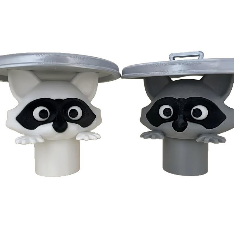 

2pcs Cute Raccoon Toilet Paper Holder Playful Bathroom Decor With Trash Can Lid Cover Unique Gift Idea Funny Home Accessory