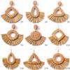 Hand-Woven Geometric Rattan Raffia Earrings, Retro Resort Fan Stud Earrings, Earrings For Women