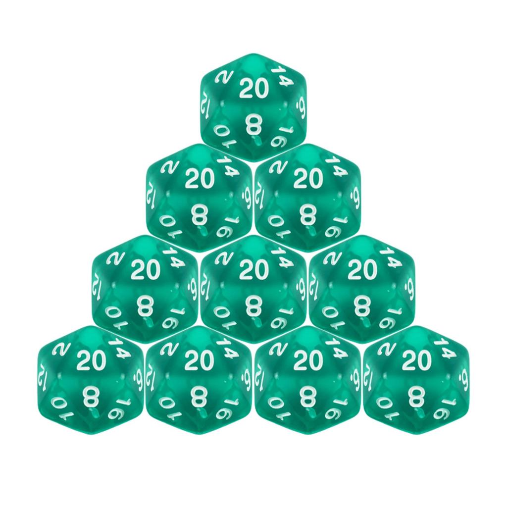 10 ks D20 Polyedrická sada kociek Priehľadná farba 20-stranné kocky pre doskové hry DND TRPG, Potreby pre stolné hry